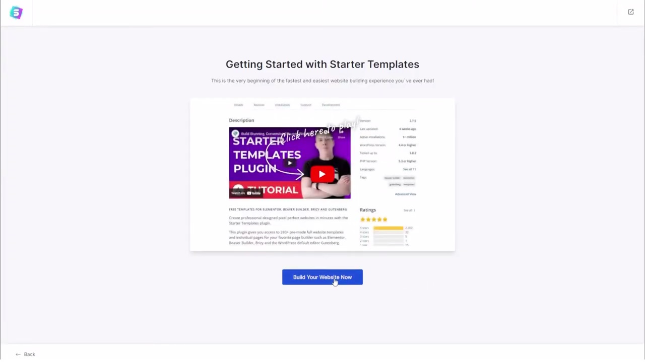 Step 2.2 Screenshot - How to Install Starter Template in WordPress