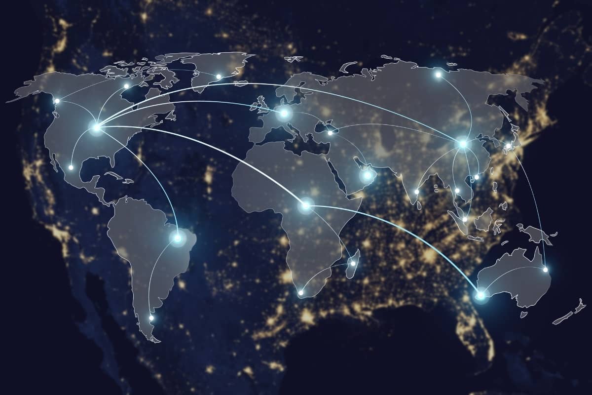 Data Center Locations World Map Illustration