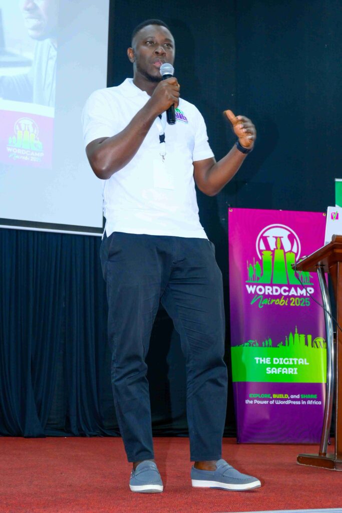 Speaker on Stage at Nairobi WordCamp 2025