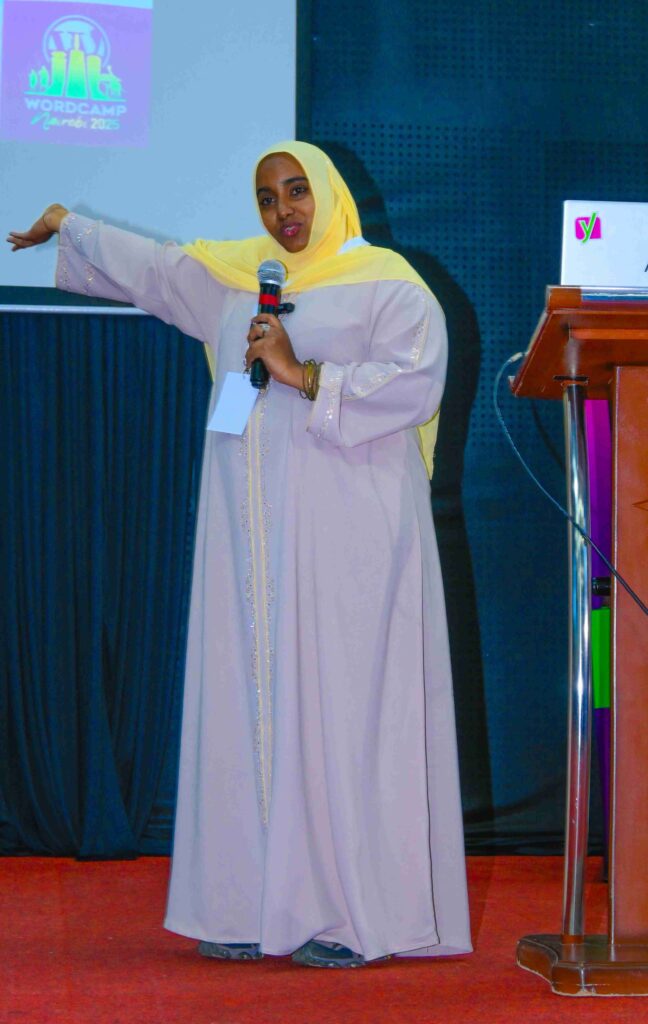 Speaker on Stage at Nairobi WordCamp 2025