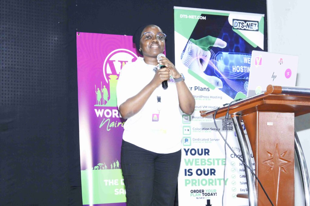 Speaker on Stage at Nairobi WordCamp 2025